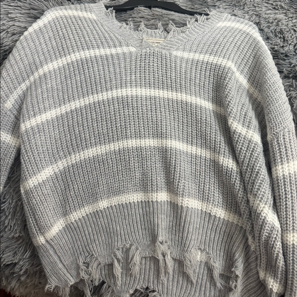 Cropped ripped sweater